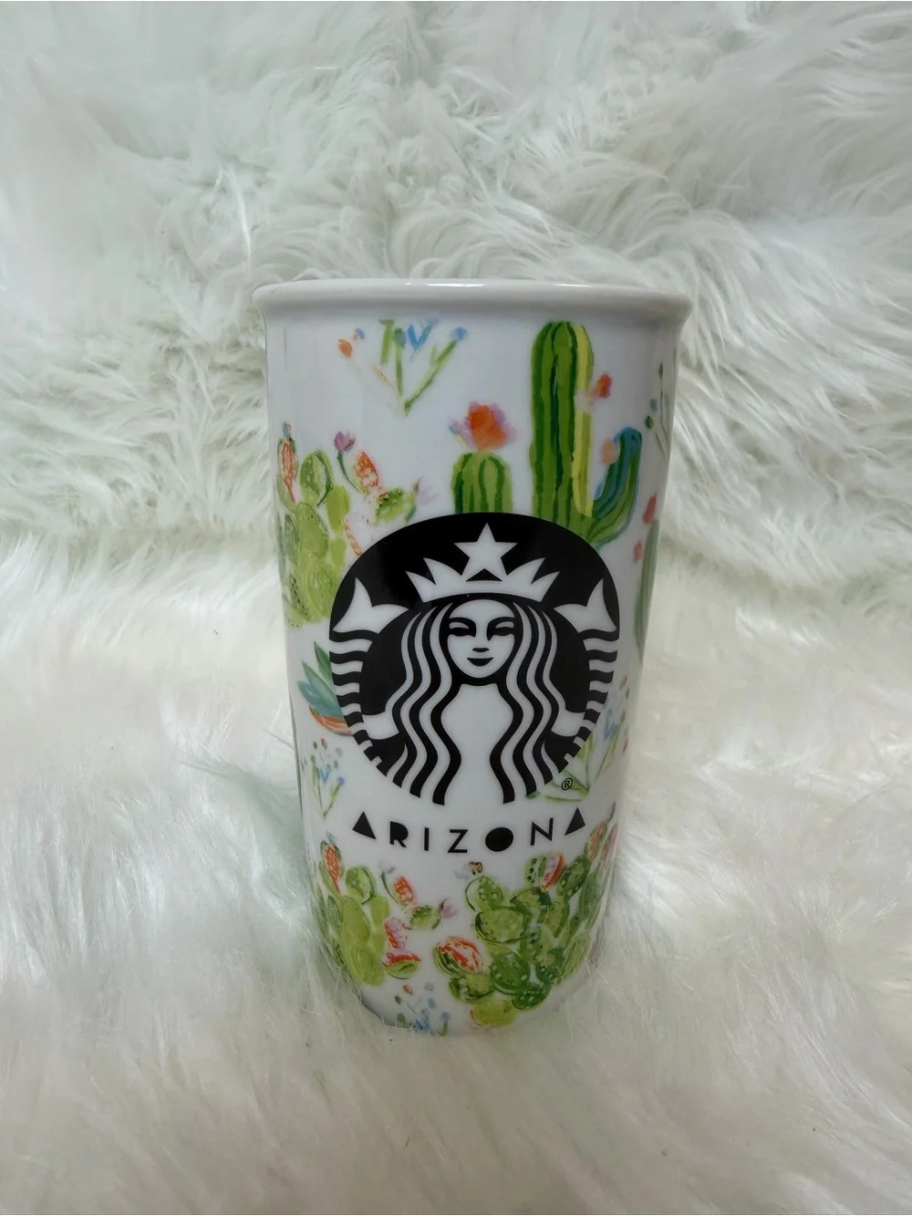 Starbucks Arizona Cactus Ceramic Traveler Tumbler 12 fl oz / 355 ml
